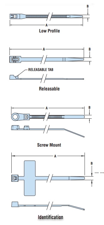 Mechanical Drawing - Heyco Nytye® Nylon Cable Ties